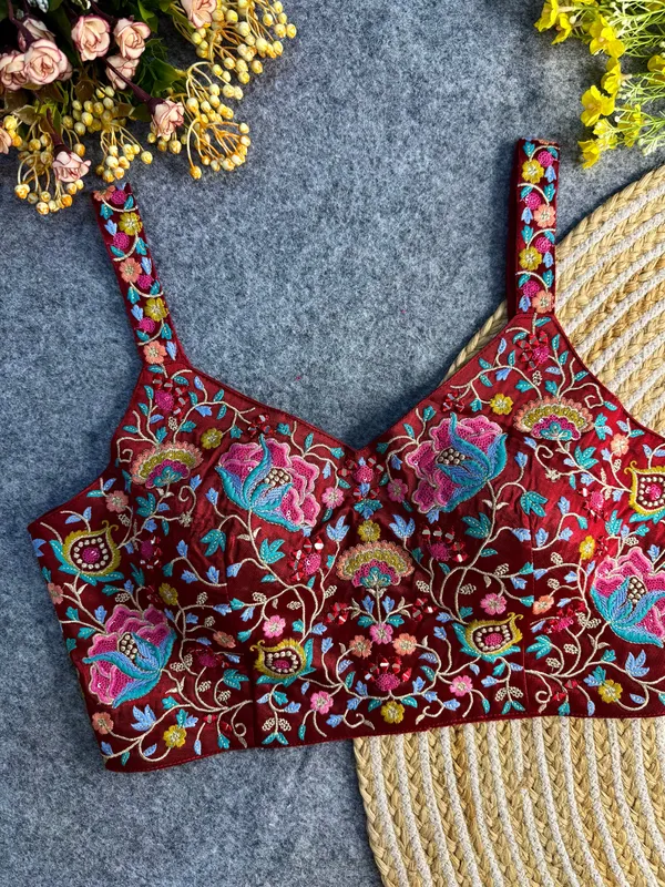 Maroon_Multi_Mirror_Work_Spaghetti_Style_Blouse