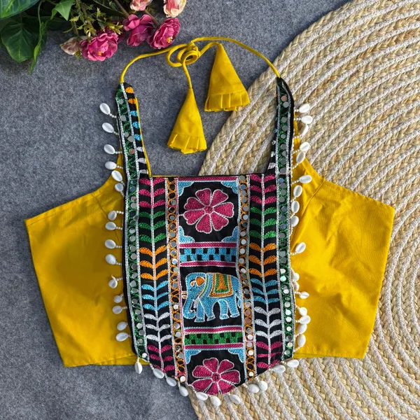 Yellow_Heavy_Embroidered_Stitched_Blouse_|_For_Women
