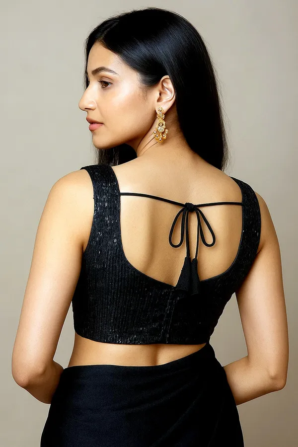 Black_Faux_Georgette_Embroidered_Stitched_Blouse_|_For_Women