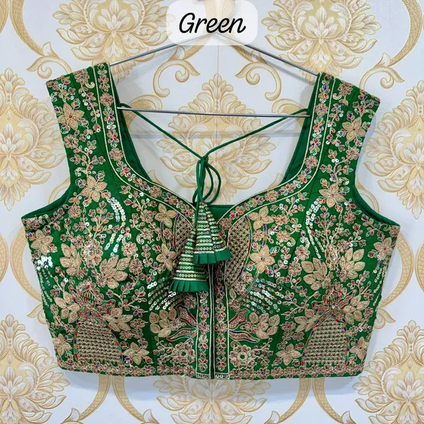 Green_Timoslub_Silk_Embroidered_Stitched_Blouse_|_For_Women