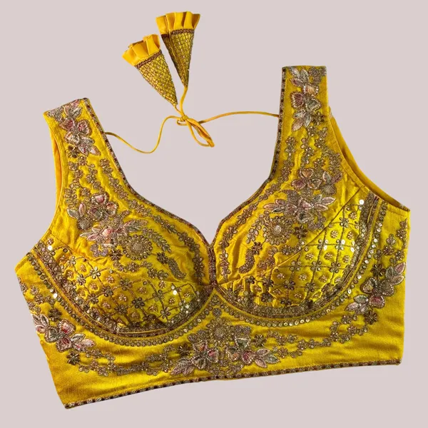 Yellow_Italian_Silk_Embroidered_Stitched_Bridal_Blouse_|_For_Women