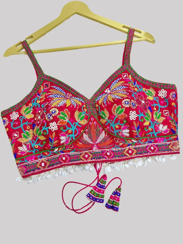 Rani_Italian_Silk_Embroidered_Stitched_Navaratri_Blouse_|_For_Women
