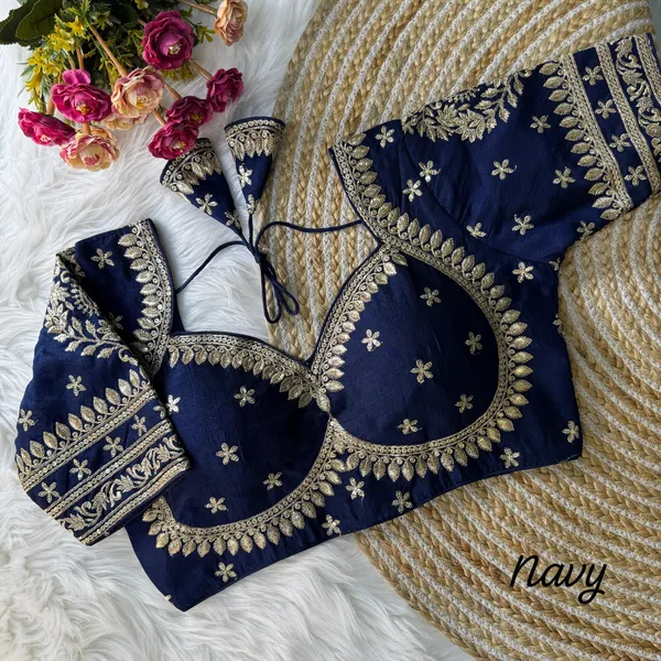 Navy_Heavy_Zari_Embroidery_&_Sequence_Work_Blouse_|_For_Women