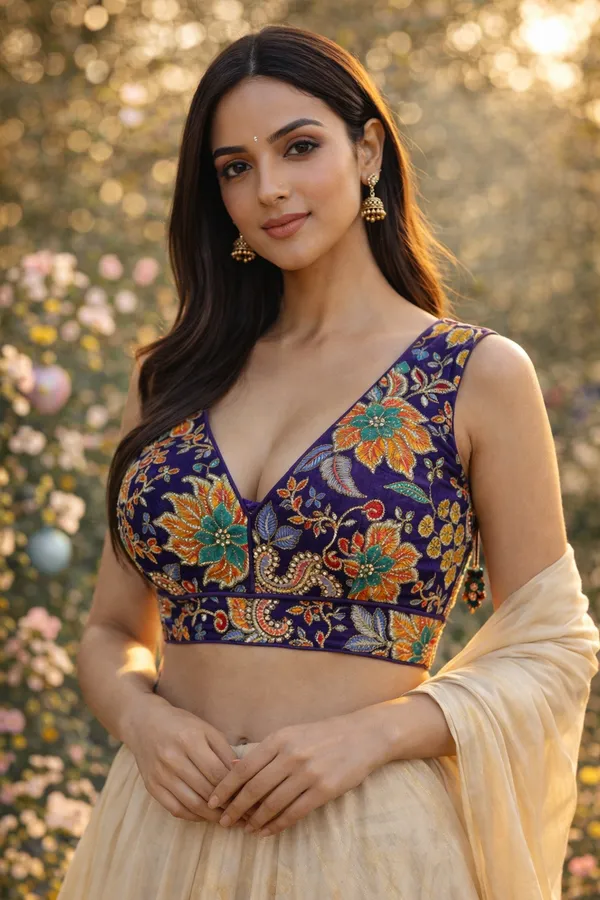 Purple_Heavy_Silk_Embroidered_V_Neck_Blouse