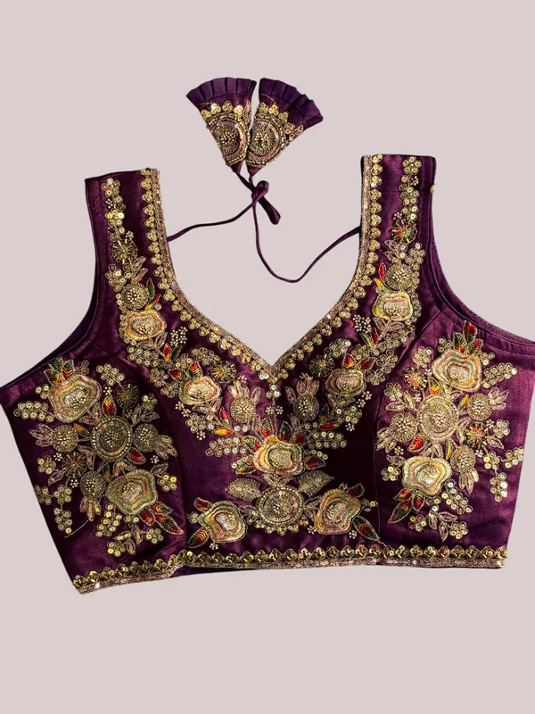 Wine_Italian_Silk_Embroidered_Stitched_Bridal_Blouse_|_For_Women