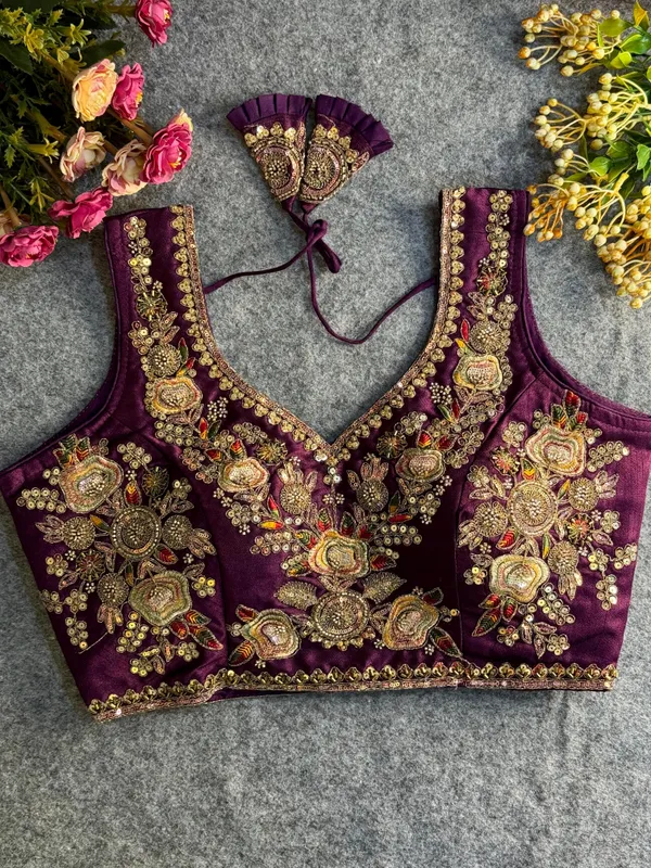 Wine_Italian_Silk_Embroidered_Stitched_Bridal_Blouse_|_For_Women