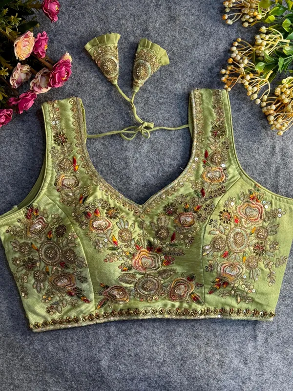 Pista_Green_Italian_Silk_Embroidered_Stitched_Bridal_Blouse_|_For_Women