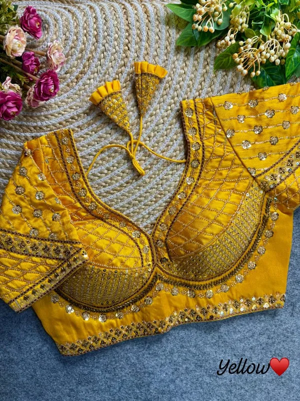 Yellow_Italian_Silk_Embroidered_Stitched_Bridal_Blouse_|_For_Women