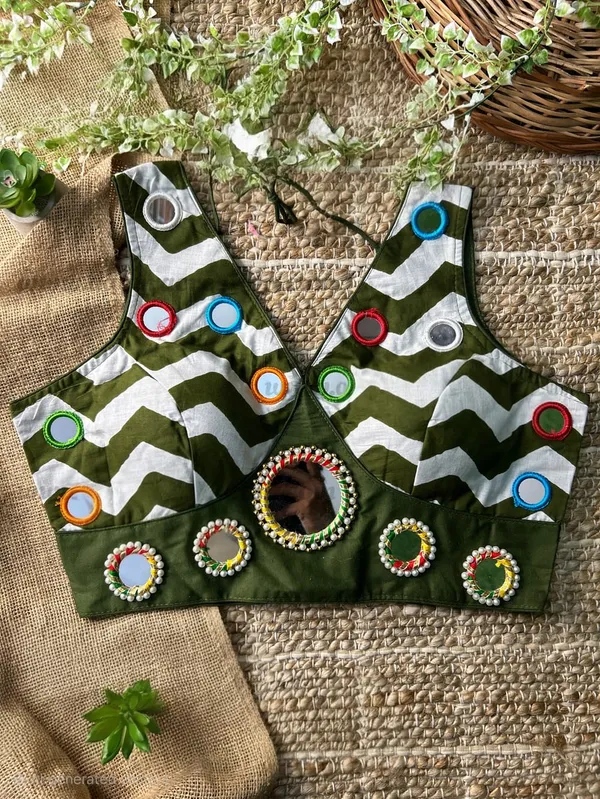 Mehendi_Green_Cotton_Embroidered_Stitched_Blouse_|_For_Women