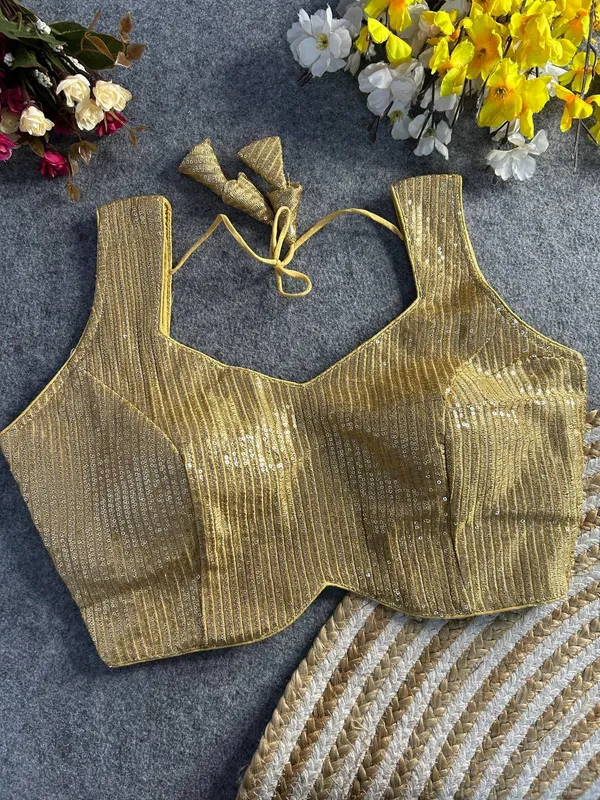 Gold_Faux_Georgette_Premium_Work_Embroidered_Stitched_Blouse_|_For_Women