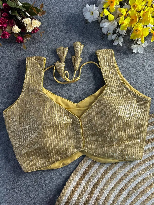 Gold_Faux_Georgette_Premium_Work_Embroidered_Stitched_Blouse_|_For_Women
