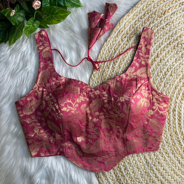 Peach_Corset_Style_Banarasi_Blouse