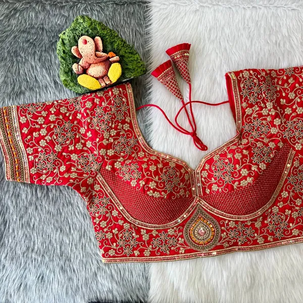 Red_Cotton_Embroidered_Stitched_Blouse_|_For_Women