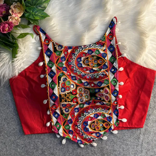 Red_Cotton_Embroidered_Stitched_Blouse_|_For_Women