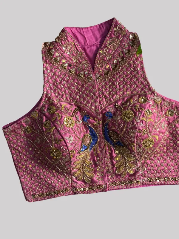 Pink_Italian_Silk_Peacock_Handwork_Stitched_Blouse_|_For_Women