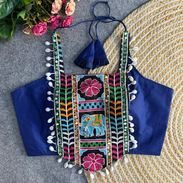 Royal_blue_Heavy_Embroidered_Stitched_Blouse_|_For_Women
