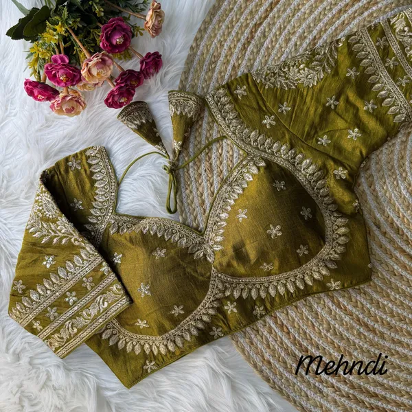 Mehndi_Heavy_Zari_Embroidery_&_Sequence_Work_Blouse_|_For_Women