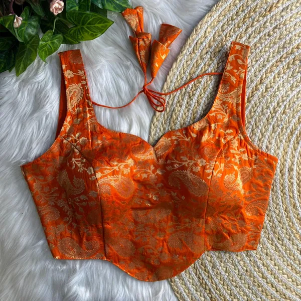 Orange_Corset_Style_Banarasi_Blouse