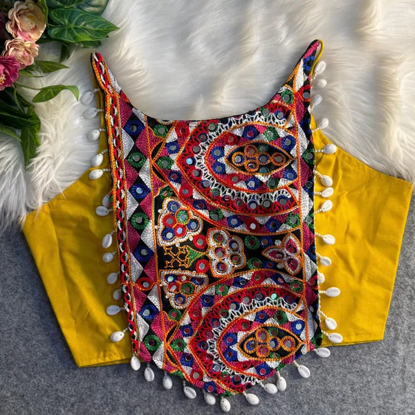 Yellow_Cotton_Spaghetti_Style_Stitched_Blouse_|_For_Women