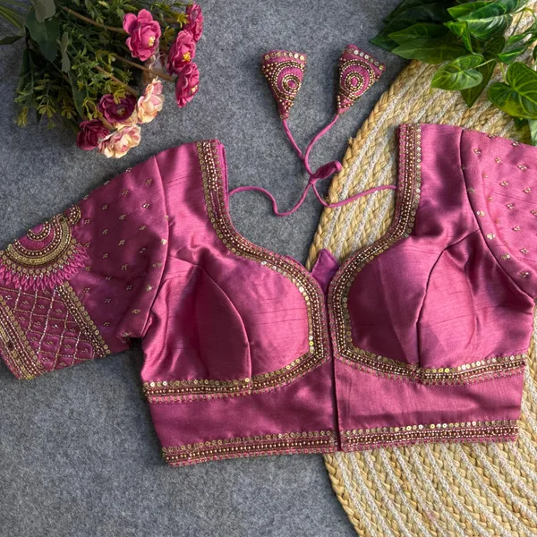 Baby_Pink_Italian_Silk_Lotus_Beads_Work_Bridal_Embroidered_Stitched_Blouse_|_For_Women