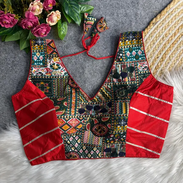 Red_Rayon_Cotton_Traditional_Printed_Embroidered_Stitched_Blouse_|_For_Women