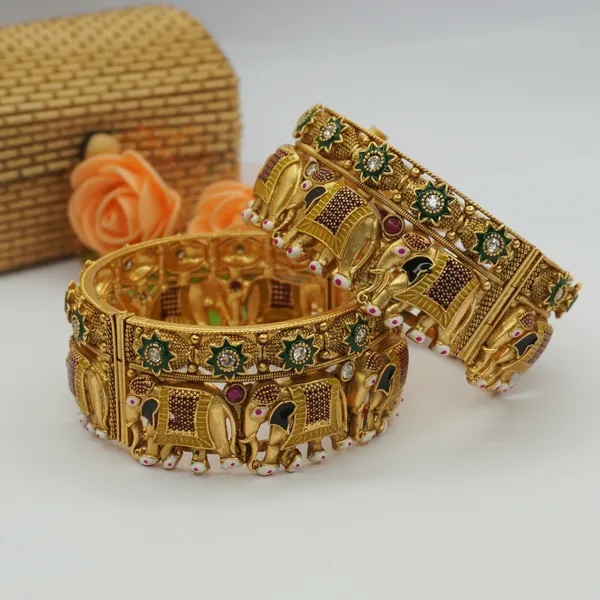 Royal_Elephant_Motif_Antique_Bangle_Set