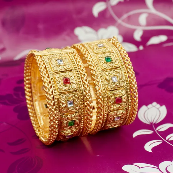 Floral_Antique_Kada_Bangles_With_Color_Stones