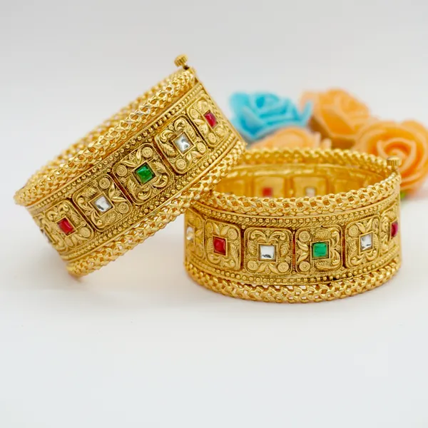 Floral_Antique_Kada_Bangles_With_Color_Stones