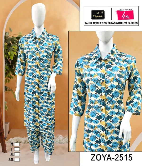 Blue_Premium_Rayon_Kurti_Plazzo_Set_For_Women