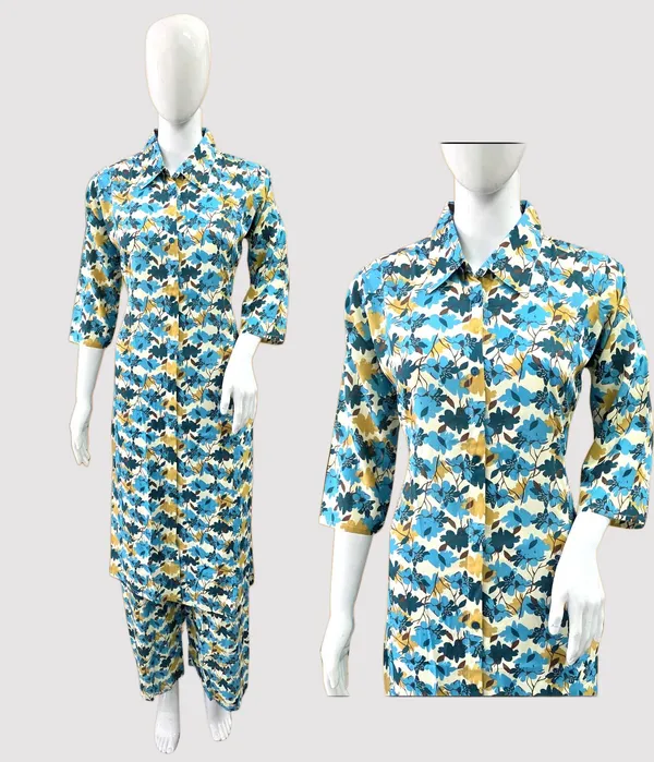 Blue_Premium_Rayon_Kurti_Plazzo_Set_For_Women