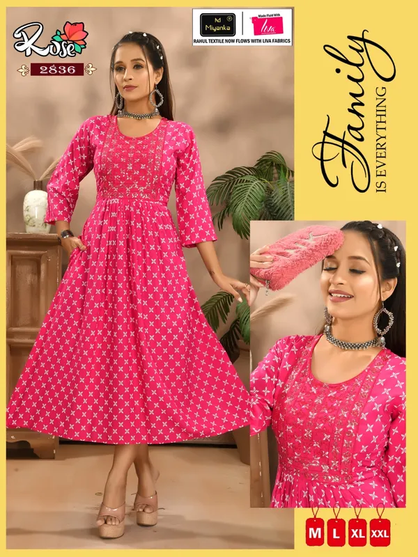 Pink_Premium_Rayon_Flare_Kurti_For_Women