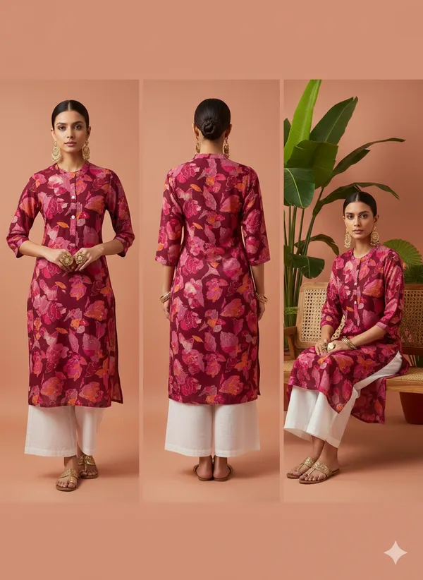 Pink_Premium_Vatican_Silk_Fabric_Kurti_Plazzo_Set_For_Women