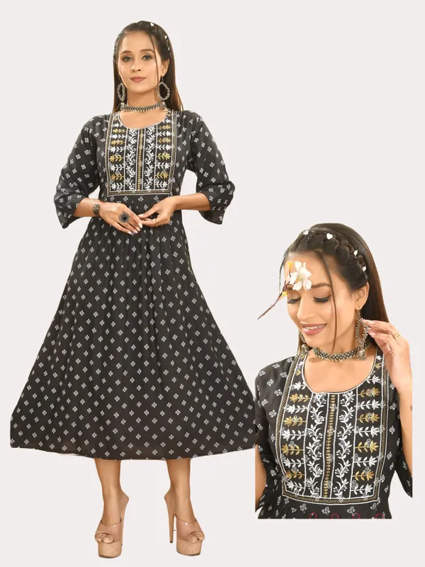Black_Premium_Rayon_Flare_Kurti_For_Women