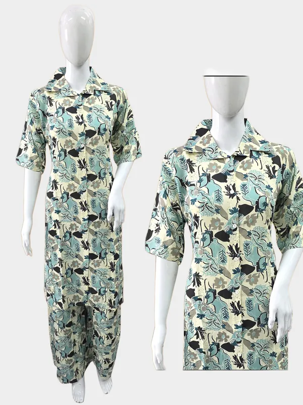 White_Premium_Rayon_Kurti_Plazzo_Set_For_Women