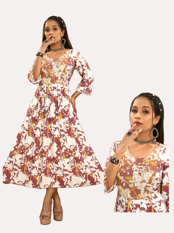 White_Premium_Rayon_Flare_Kurti_For_Women