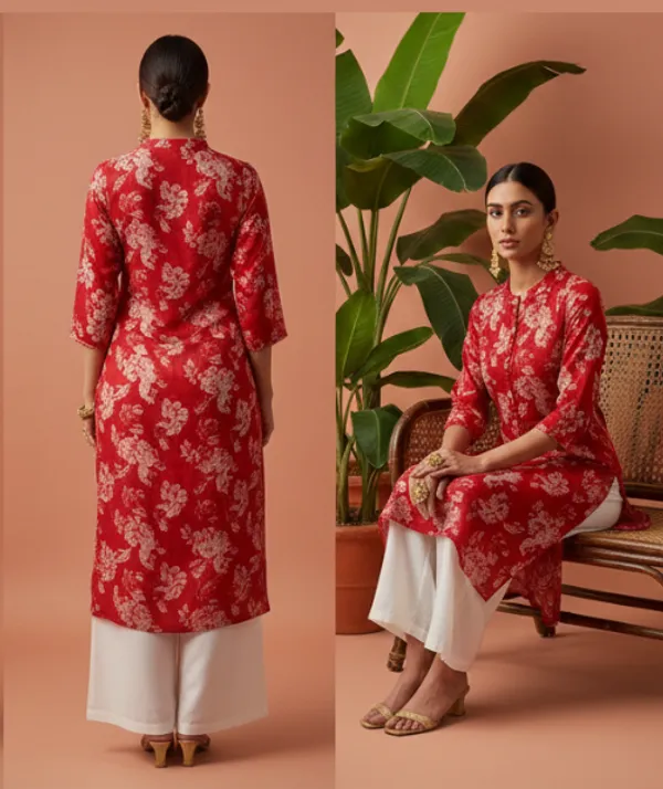 Maroon_Premium_Vatican_Silk_Fabric_Kurti_Plazzo_Set_For_Women