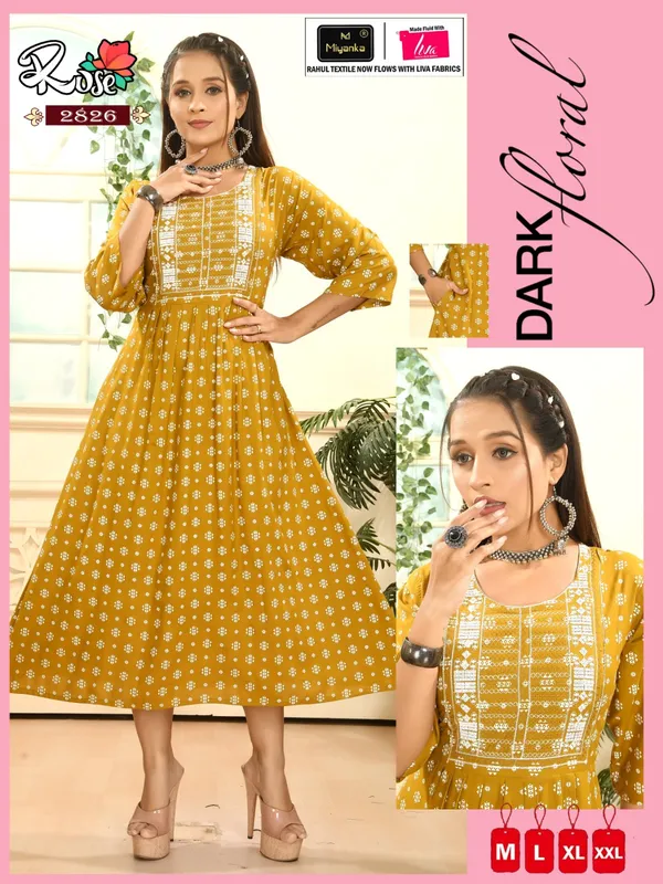Yellow_Premium_Rayon_Flare_Kurti_For_Women