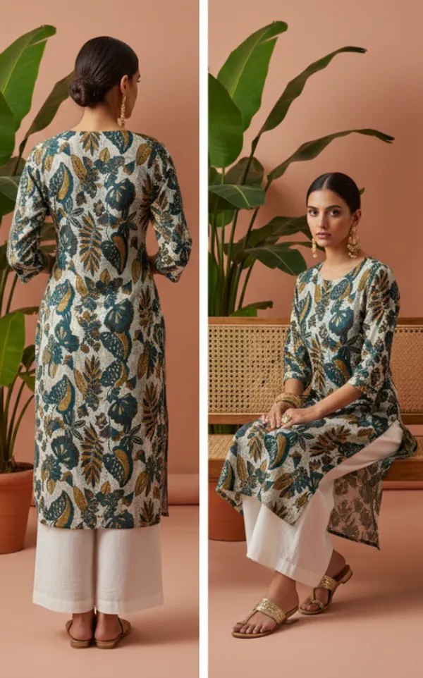 Green_Premium_Vatican_Silk_Fabric_Kurti_Plazzo_Set_For_Women