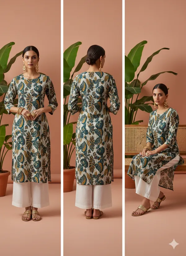 Green_Premium_Vatican_Silk_Fabric_Kurti_Plazzo_Set_For_Women