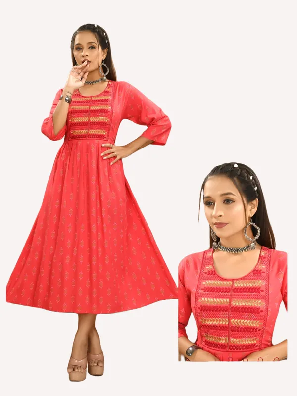 Pink_Premium_Rayon_Flare_Kurti_For_Women