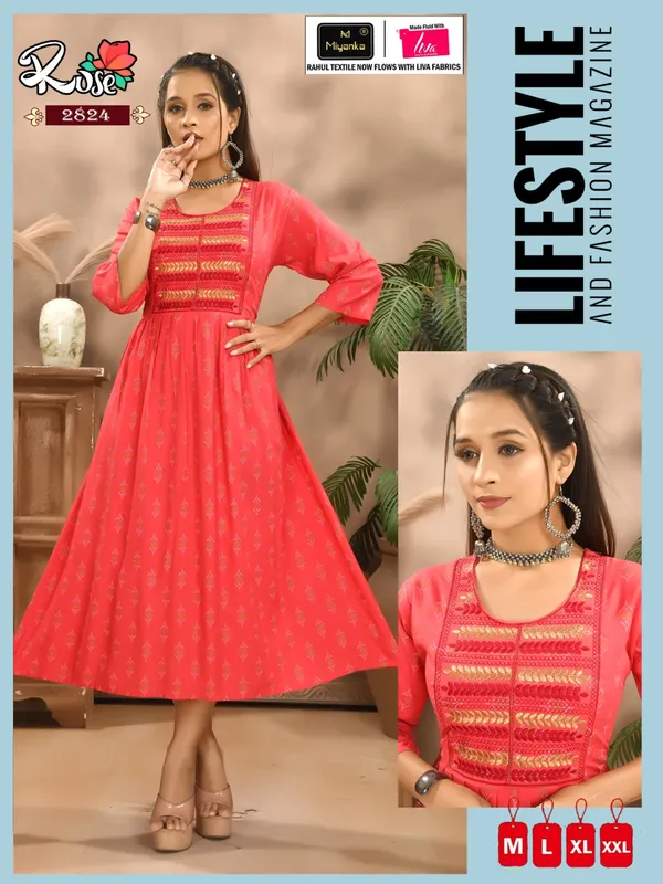 Pink_Premium_Rayon_Flare_Kurti_For_Women