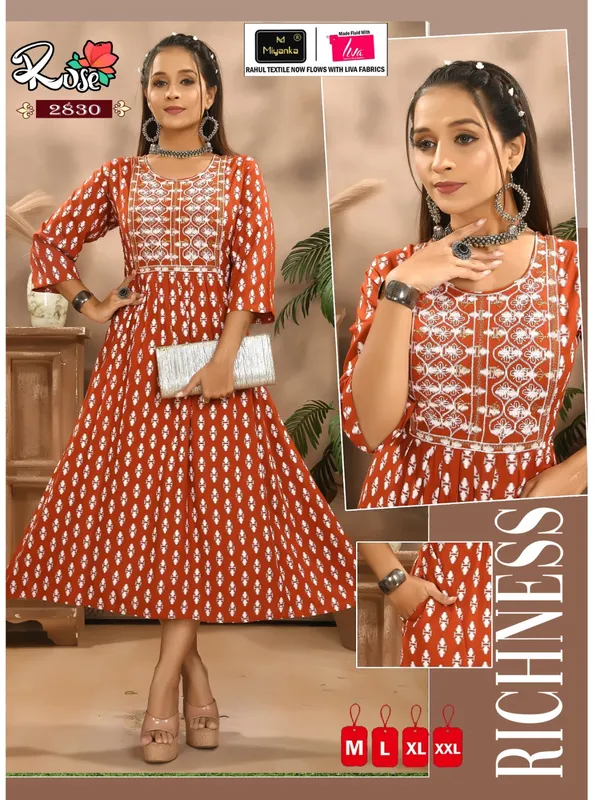 Orange_Premium_Rayon_Flare_Kurti_For_Women