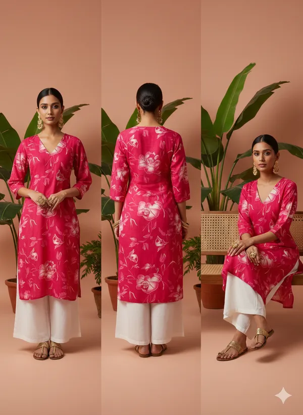 Pink_Premium_Vatican_Silk_Fabric_Kurti_Plazzo_Set_For_Women