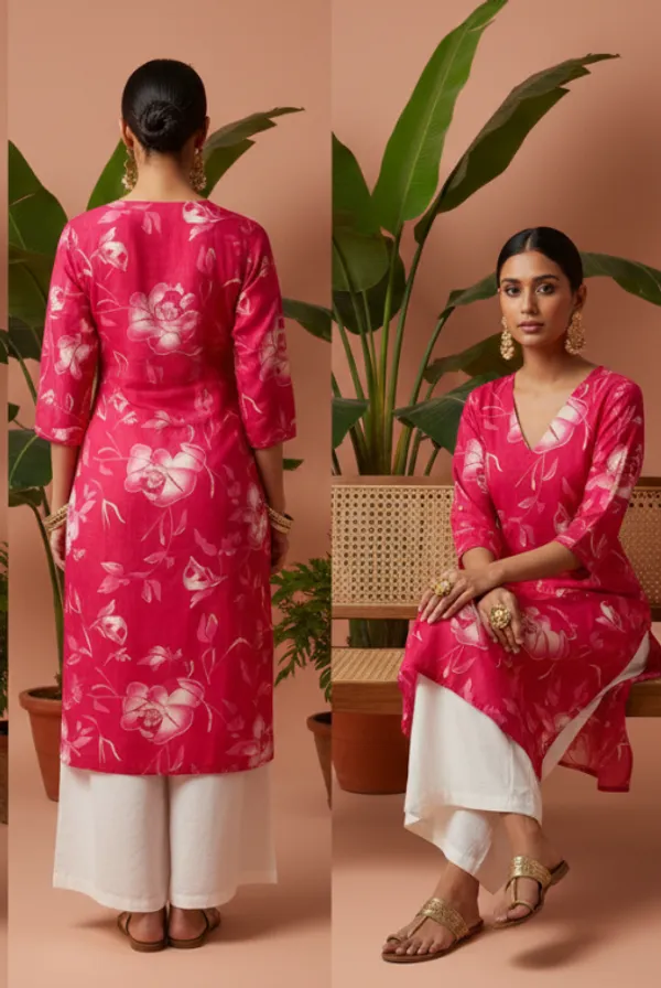 Pink_Premium_Vatican_Silk_Fabric_Kurti_Plazzo_Set_For_Women