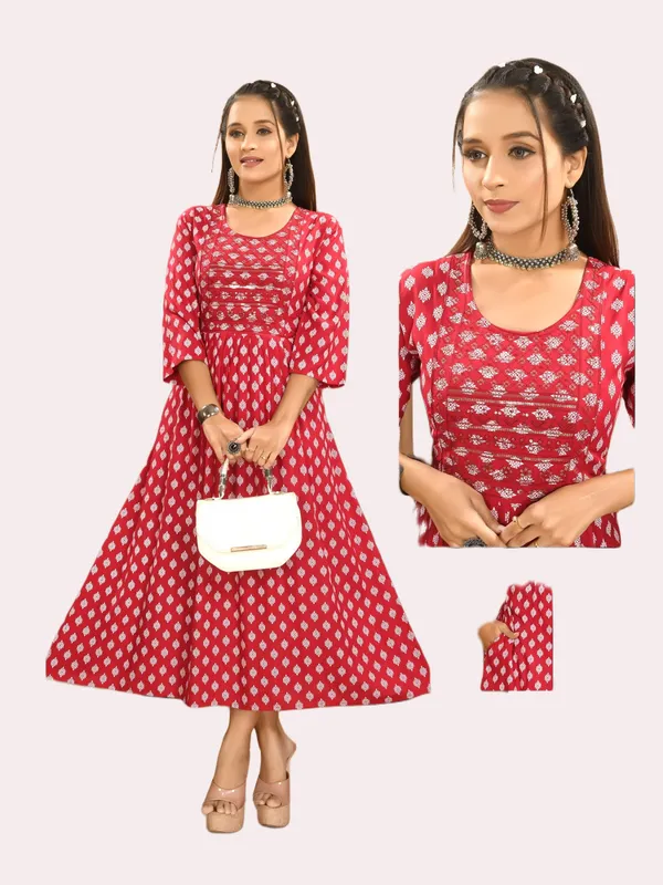 Pink_Premium_Rayon_Flare_Kurti_For_Women
