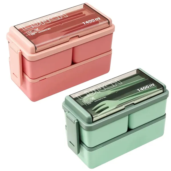 Green_&_Pink_Bento_Box_Adult_Lunch_Box__Leakproof,_Eco-Friendly,_Picnic_&_School_Pack_Of_2
