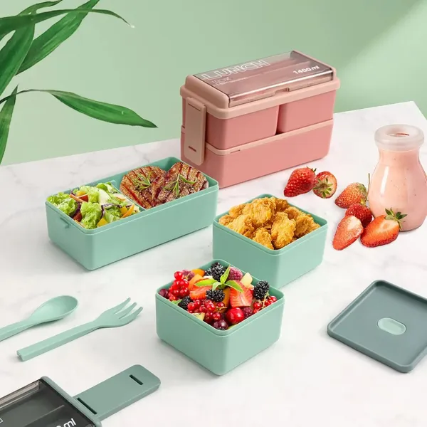 Green_&_Pink_Bento_Box_Adult_Lunch_Box__Leakproof,_Eco-Friendly,_Picnic_&_School_Pack_Of_2
