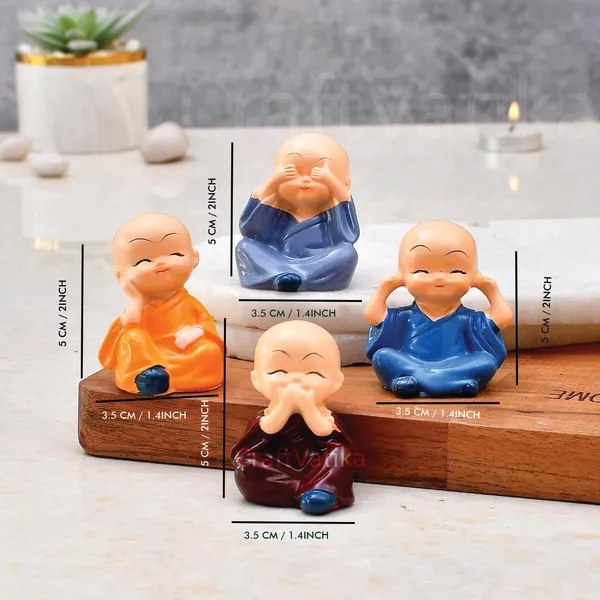 Multicolour_Set_Of_4_Miniature_Buddha_Monk_Statues_For_Home_Decor_And_Gifts_(Small)_Resin