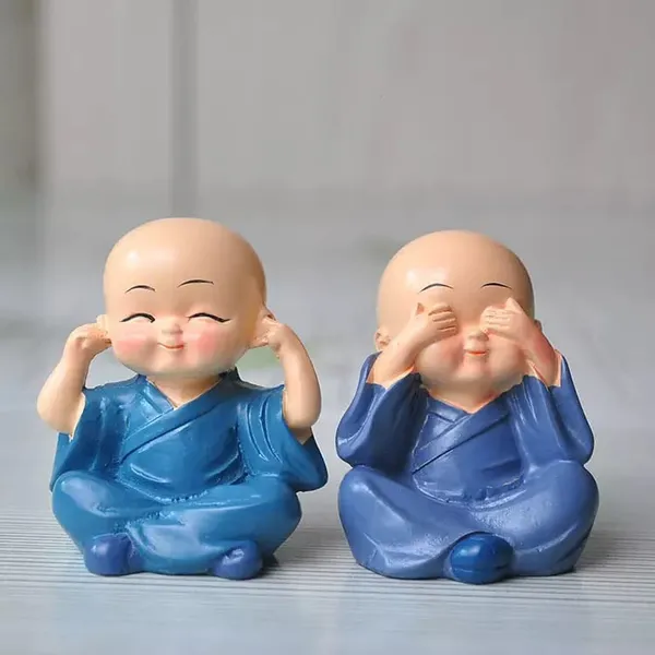 Multicolour_Set_Of_4_Miniature_Buddha_Monk_Statues_For_Home_Decor_And_Gifts_(Small)_Resin