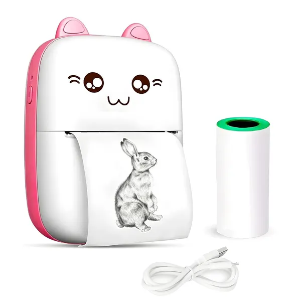 White_Mini_Portable_Pocket_Printer_With_Usb_Cable-_Ink_Less_Instant_Thermal_Printer